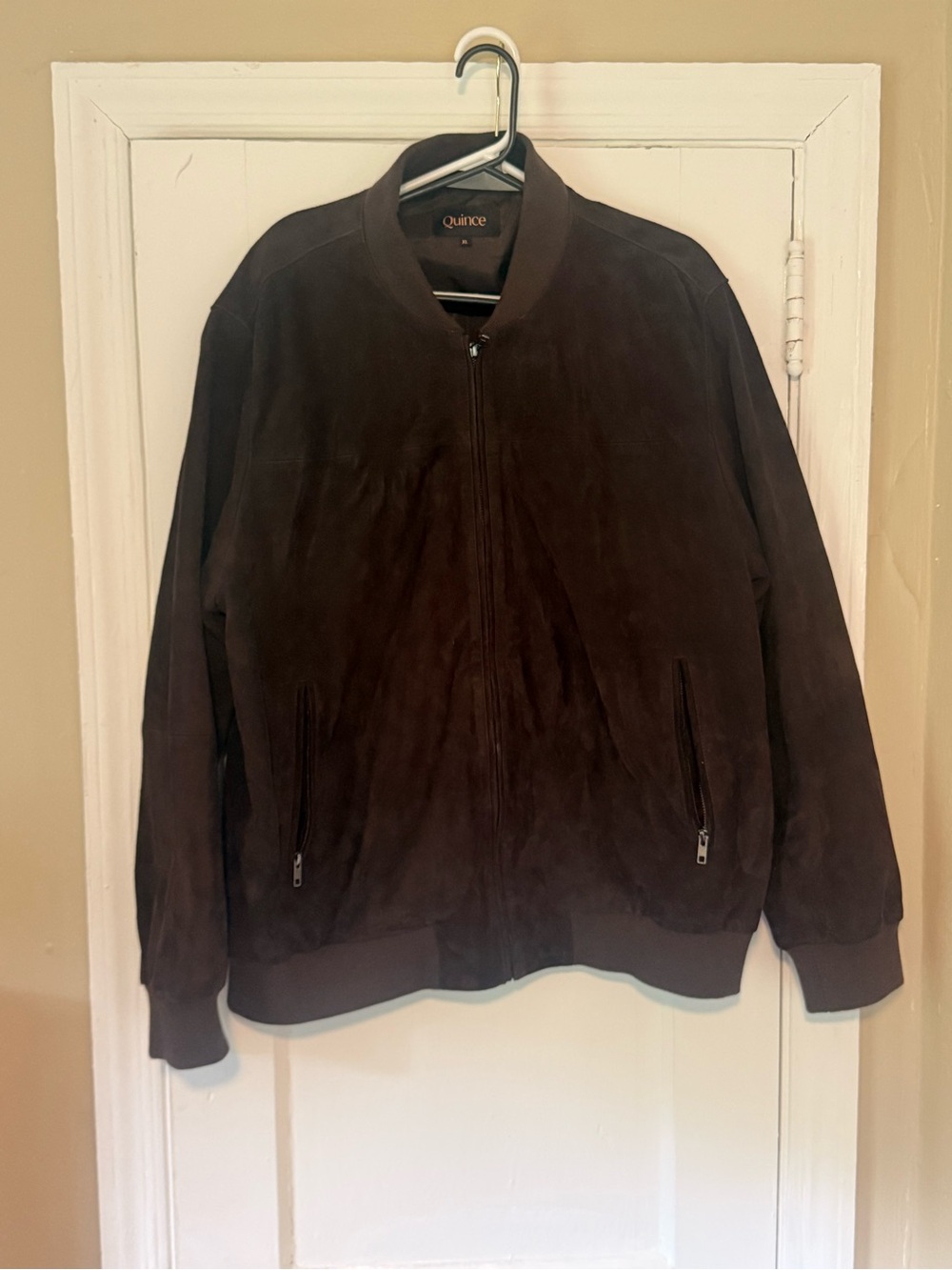 Quince Men's Dark Brown Suede Bomber Jacket